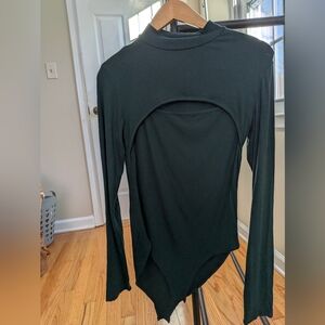 Dark Green Bodysuit with Cutout Detail